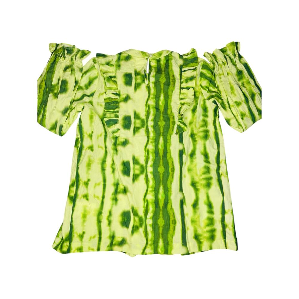 Anthropologie Samant Chauhan Emillia Ruffle Tie-Dye Blouse Size XS Green Boho - Picture 8 of 13